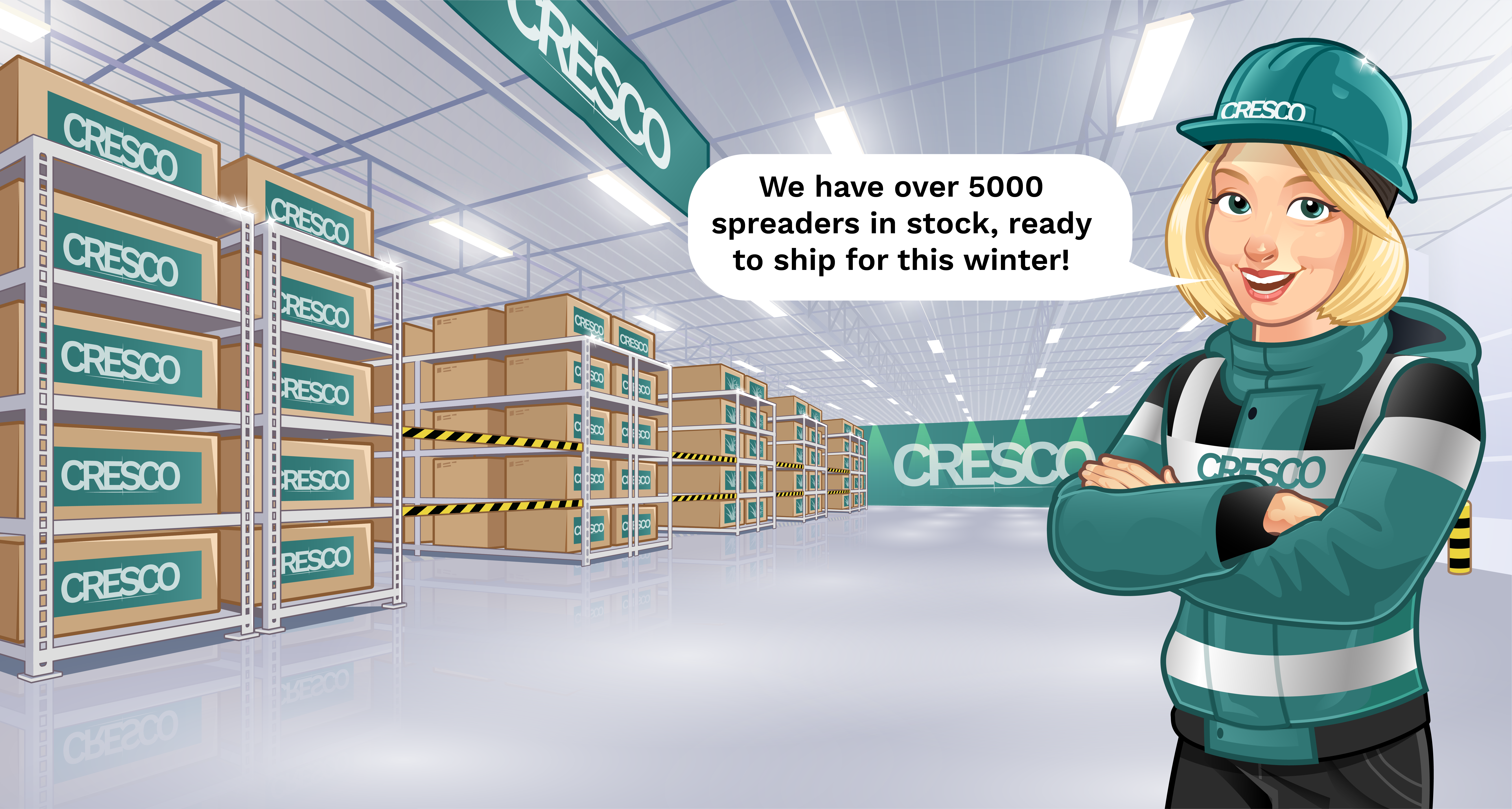 Cresco Warehouse 5000 Spreaders in stock this winter
